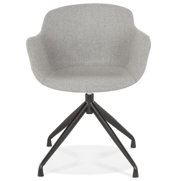 Chaise design avec accoudoirs 'SWAN' en tissu gris – Image 2