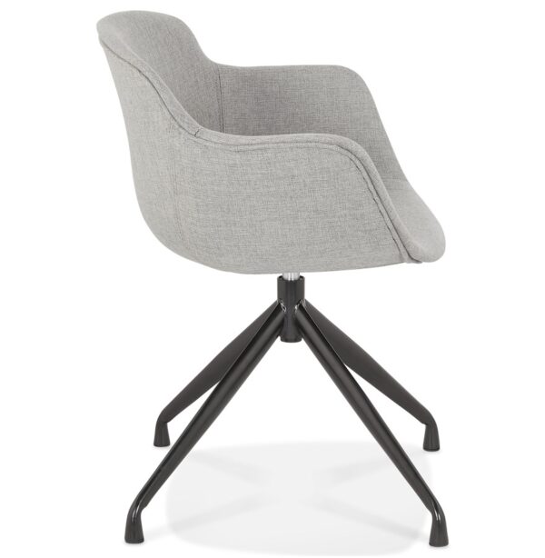 Chaise design avec accoudoirs 'SWAN' en tissu gris – Image 3